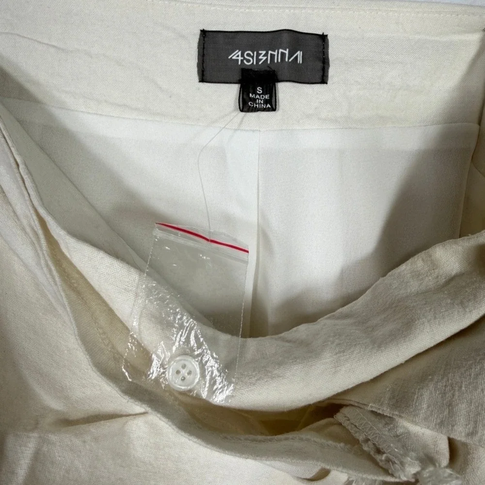 4SI3NNA Ivory Cotton Wrap Tie Fringe Mini Skirt Women's Size S